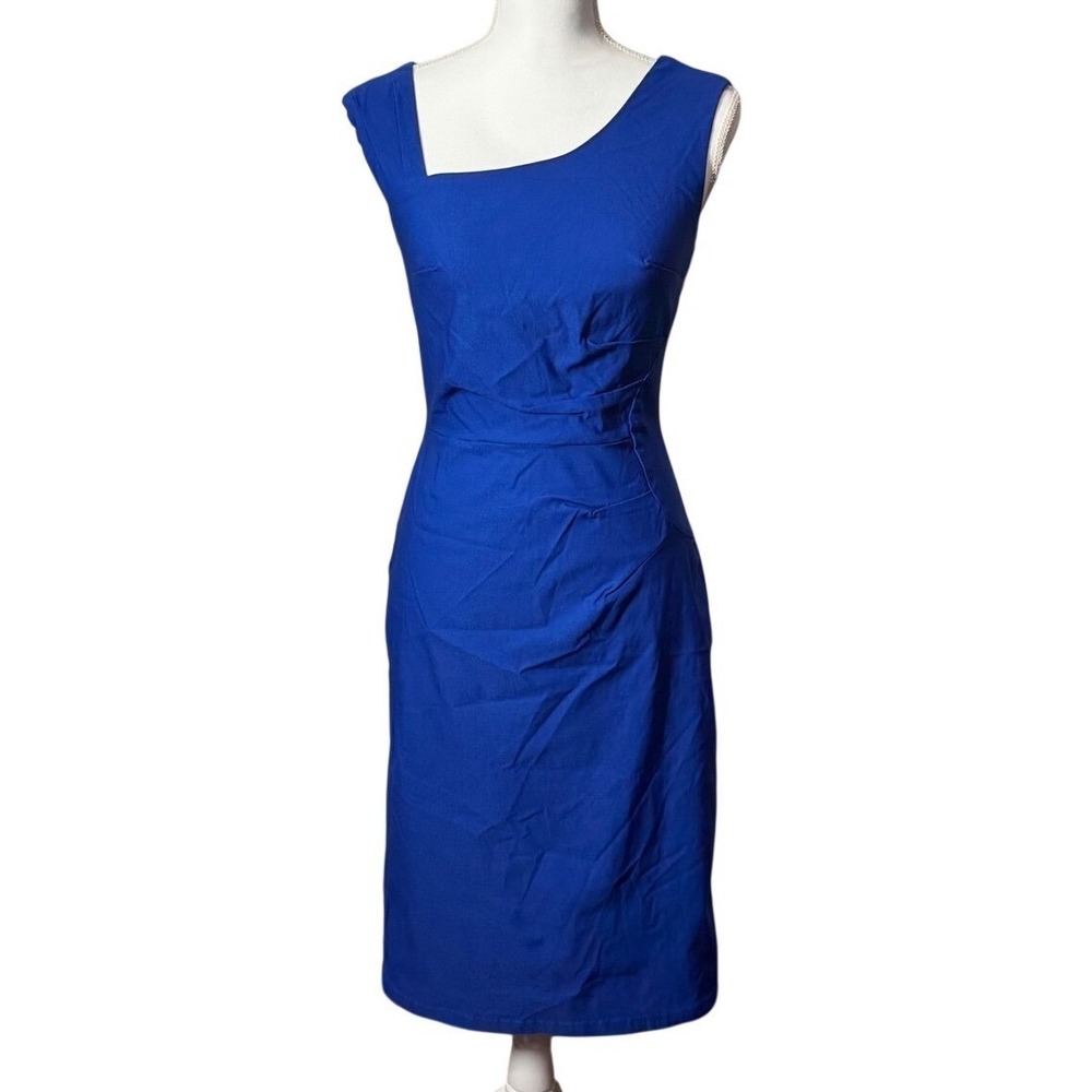 Belle‎ Poque Retro Cobalt Blue Asymmetrical Bodycon Dress NWT XS/S/M